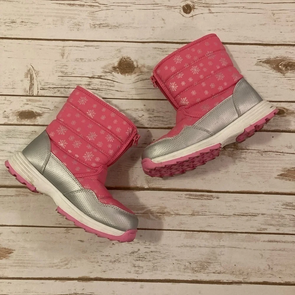Wonder Nation Girls Pink Rain Snow Boots Size 3